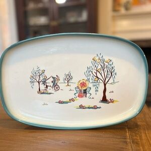 Vintage MCM Brock Of California Forever Yours Platter Teal 14” by 9 1/8”